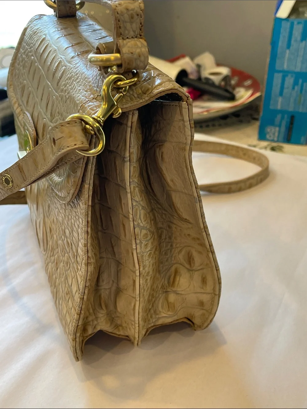 Brahmin Vittoria Rose Natural Lady handbag with crossbody strap